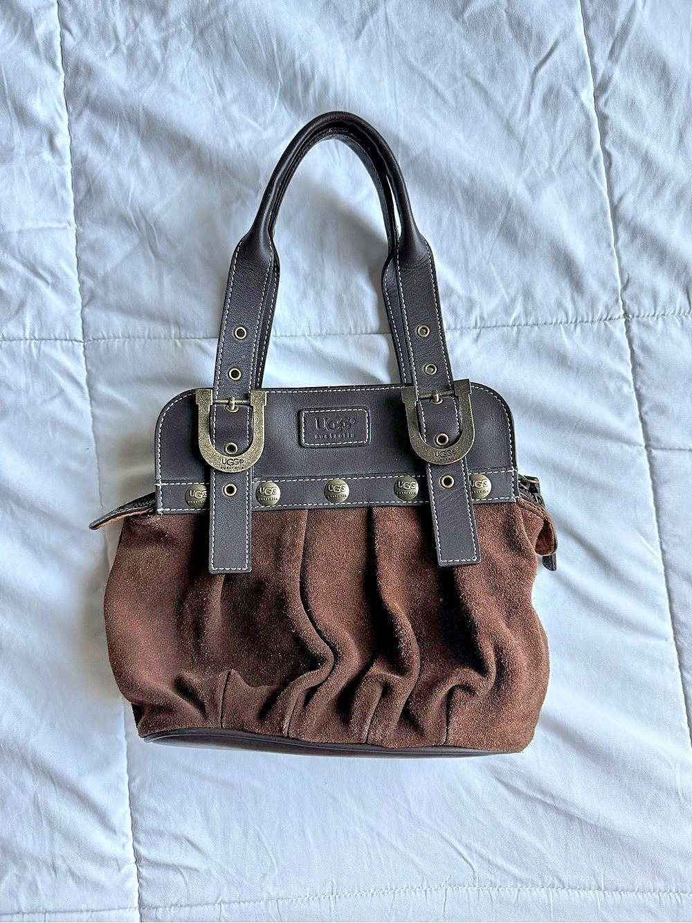 Vintage UGG Australia Brown Suede Shoulder Bag - Picture 2 of 7